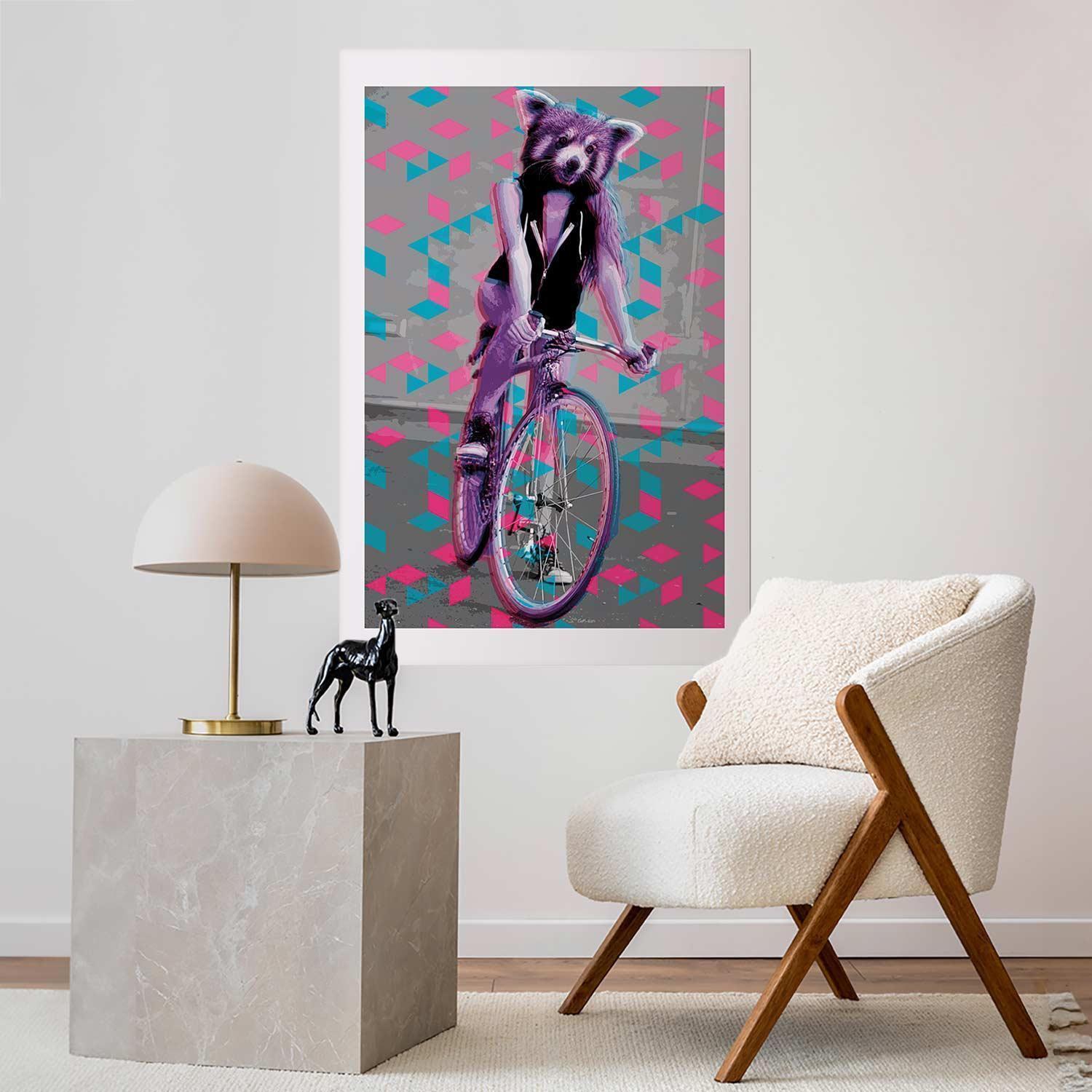 Poster - Raccoon on a Bicycle