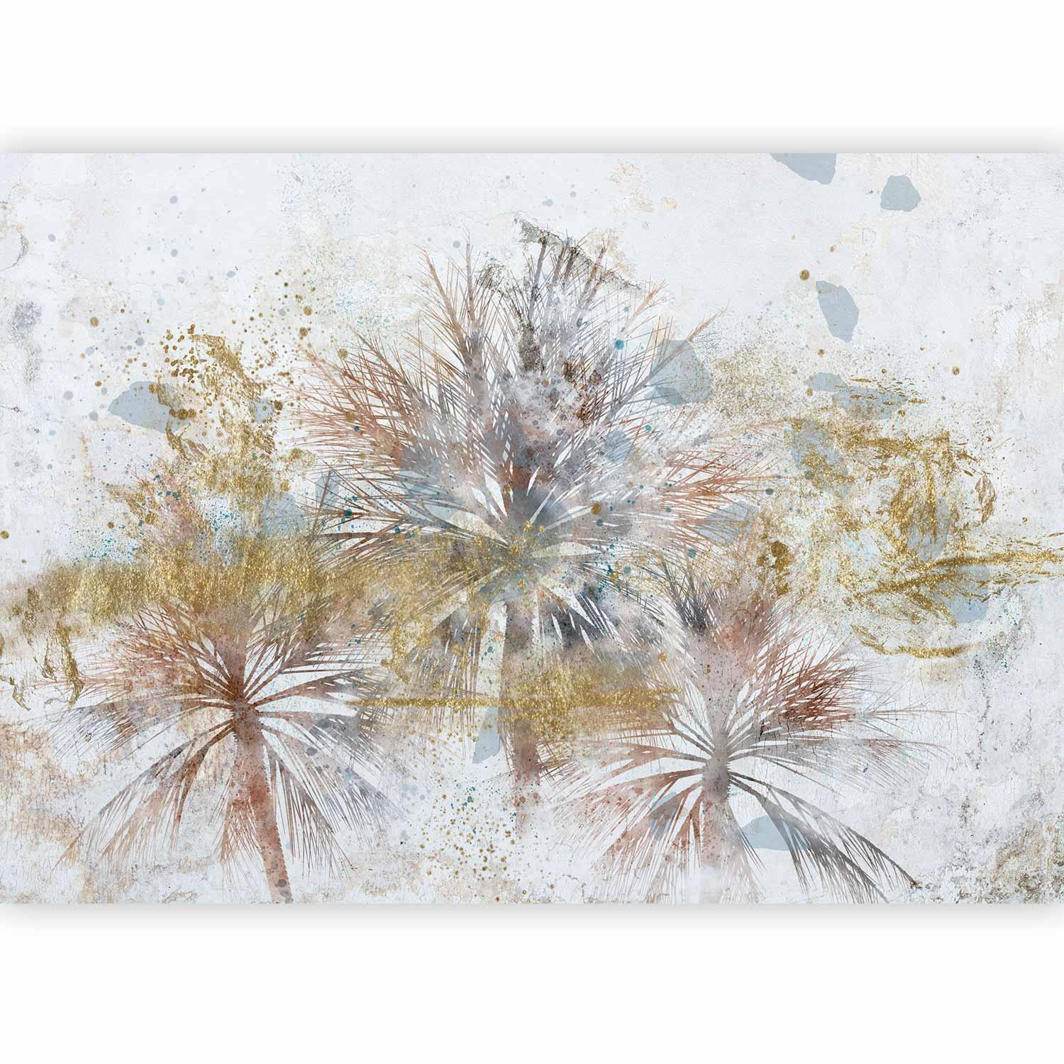 Papier peint - Grey palms - plant motif in an abstract composition with patterns