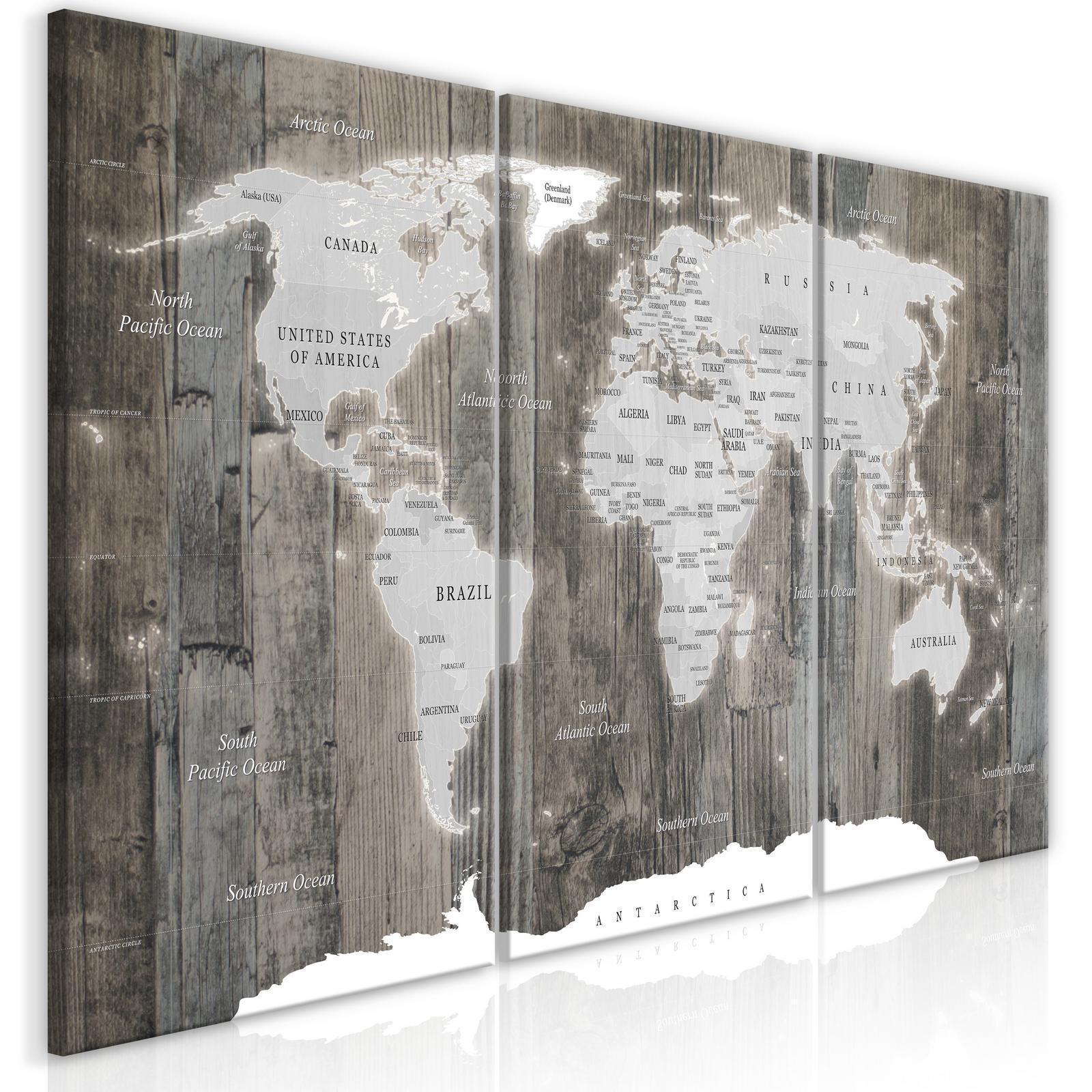 Tableau - World Map: Wooden World (3 Parts)