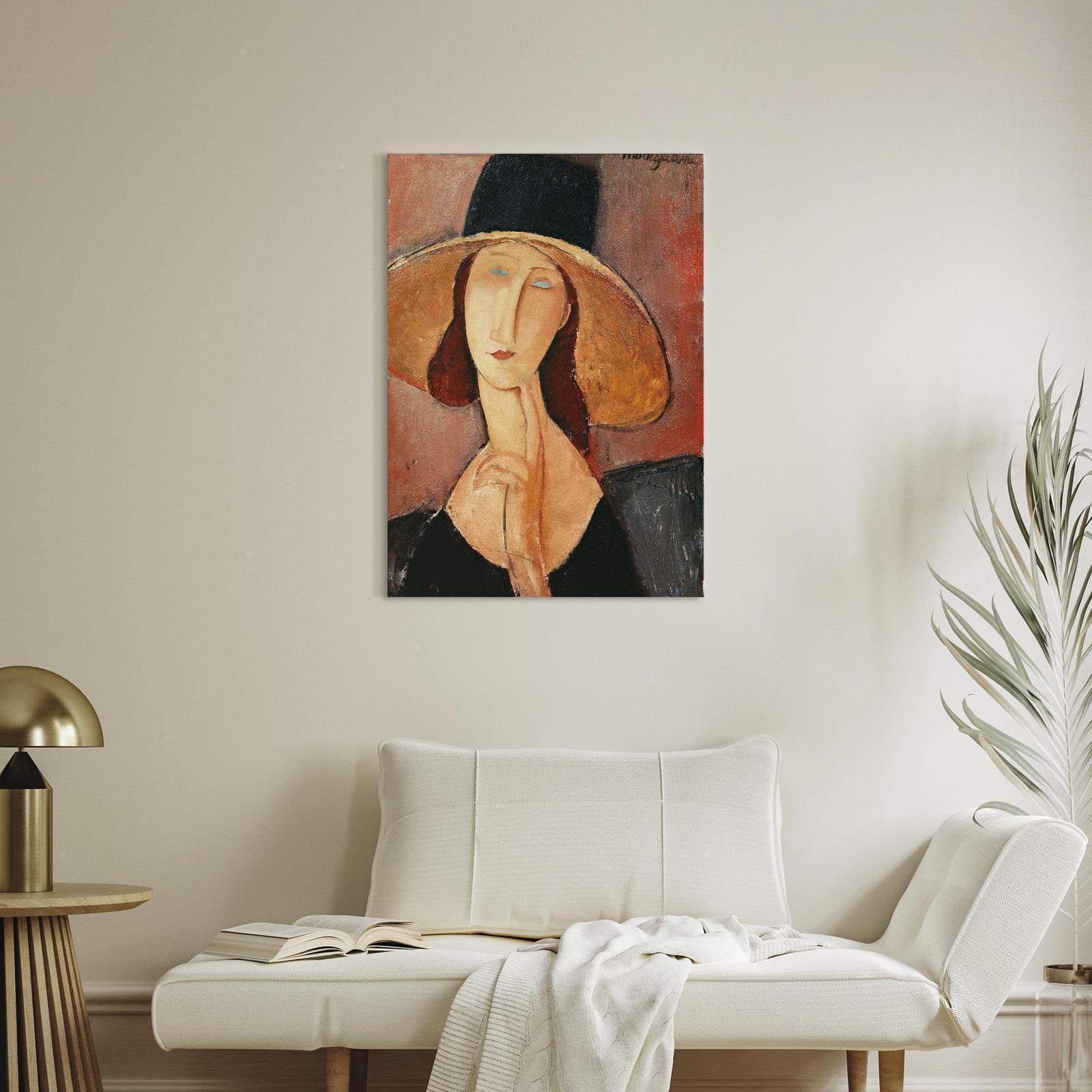 Tableau - Portrait of Jeanne Hebuterne in a Large Hat