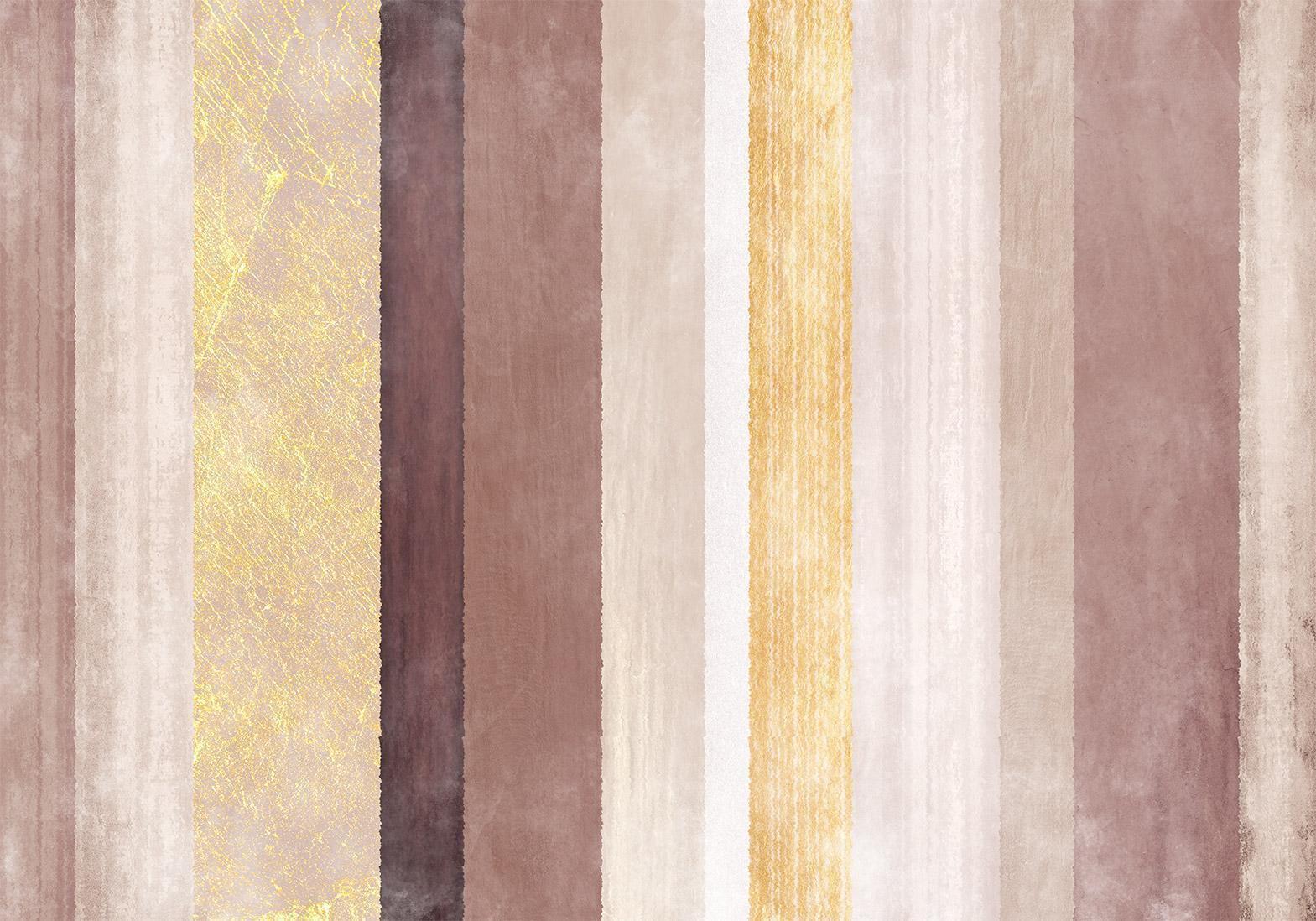 Papier peint - Striped pattern - abstract background in stripes of different colours with gold pattern