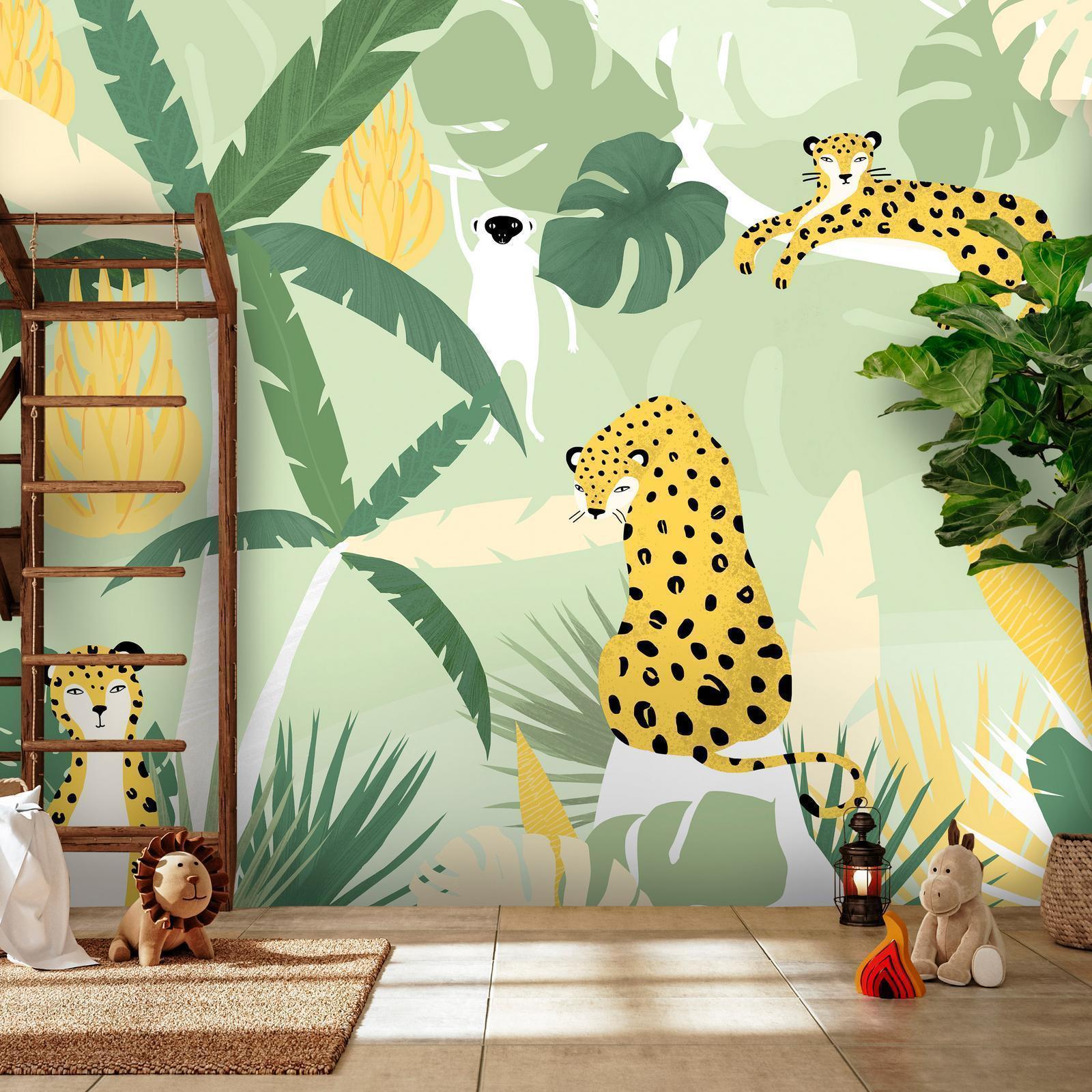 Papier peint - Cheetahs in the jungle - landscape with animals in the tropics for children