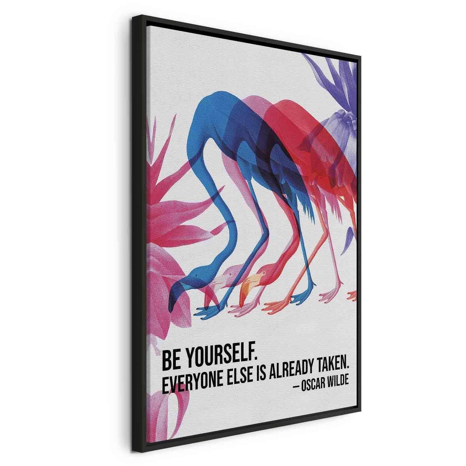 Tableau - Colorful Flamingos - Inspirational Quote with Colorful Bird Silhouettes