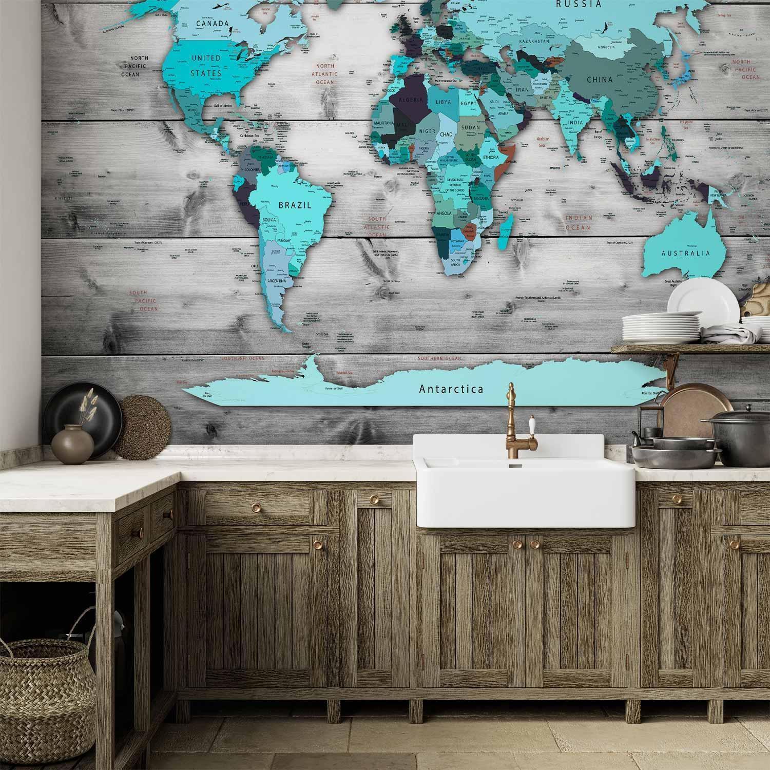 Papier peint - World Map: Blue Continents