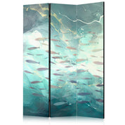 Paravent - Escaping Fish - Very Fast Swimming Fishes in Muted Colors Among Sea Depths