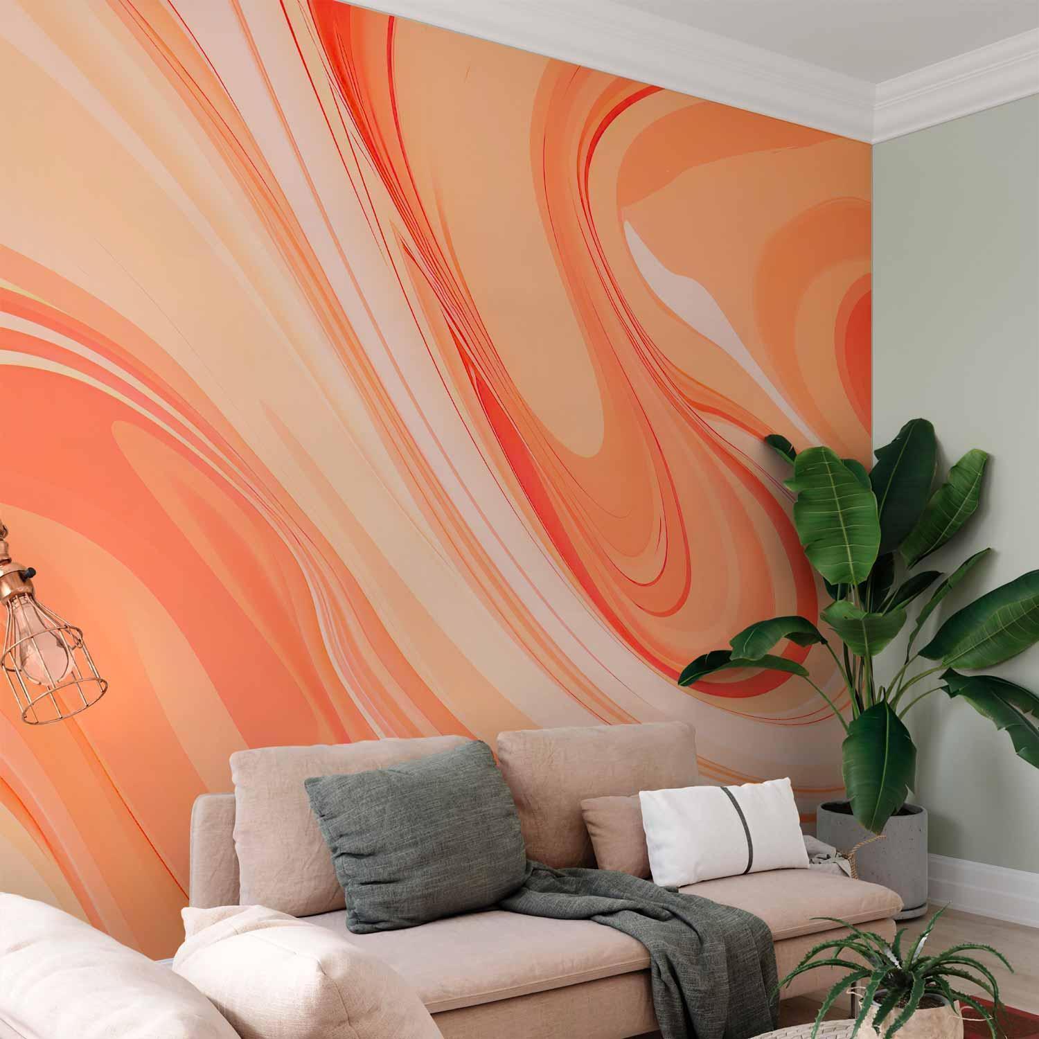 Papier peint - Peach Abstraction - Abstraction with Smoothly Transitioning Colors in Orange Tones