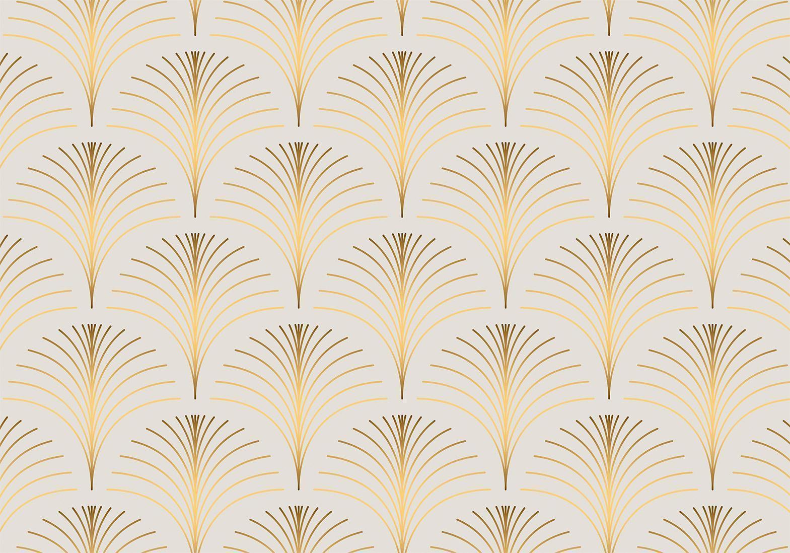 Papier peint - Gold Linear Pattern on Marble Background