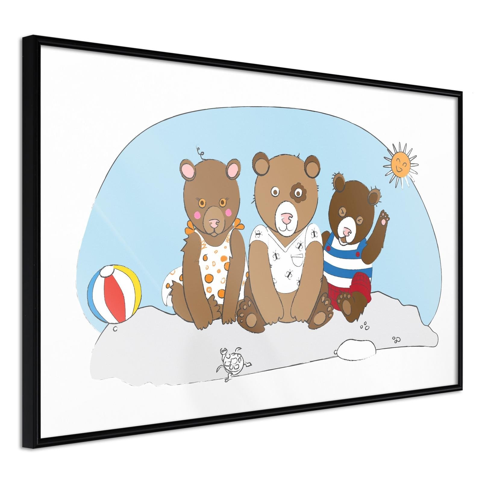 Poster oursons en Vacances à la Mer