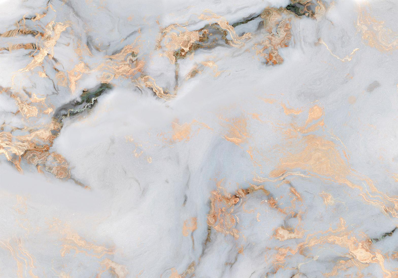 Papier peint - White Stone - Elegant Marble With Golden Highlights