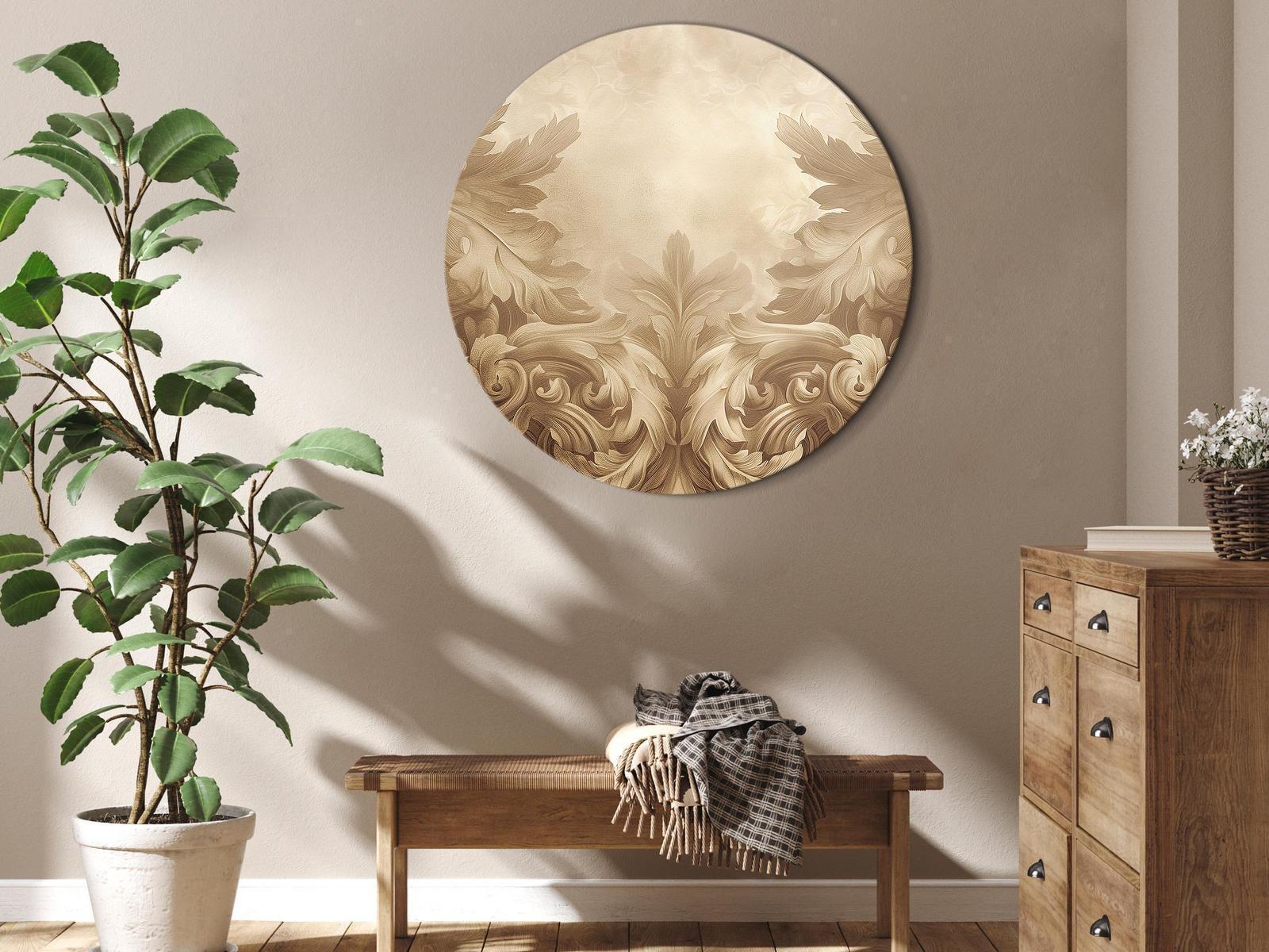 Tableau rond - Carved Baroque Ornaments Rich Composition in Sepia Colors