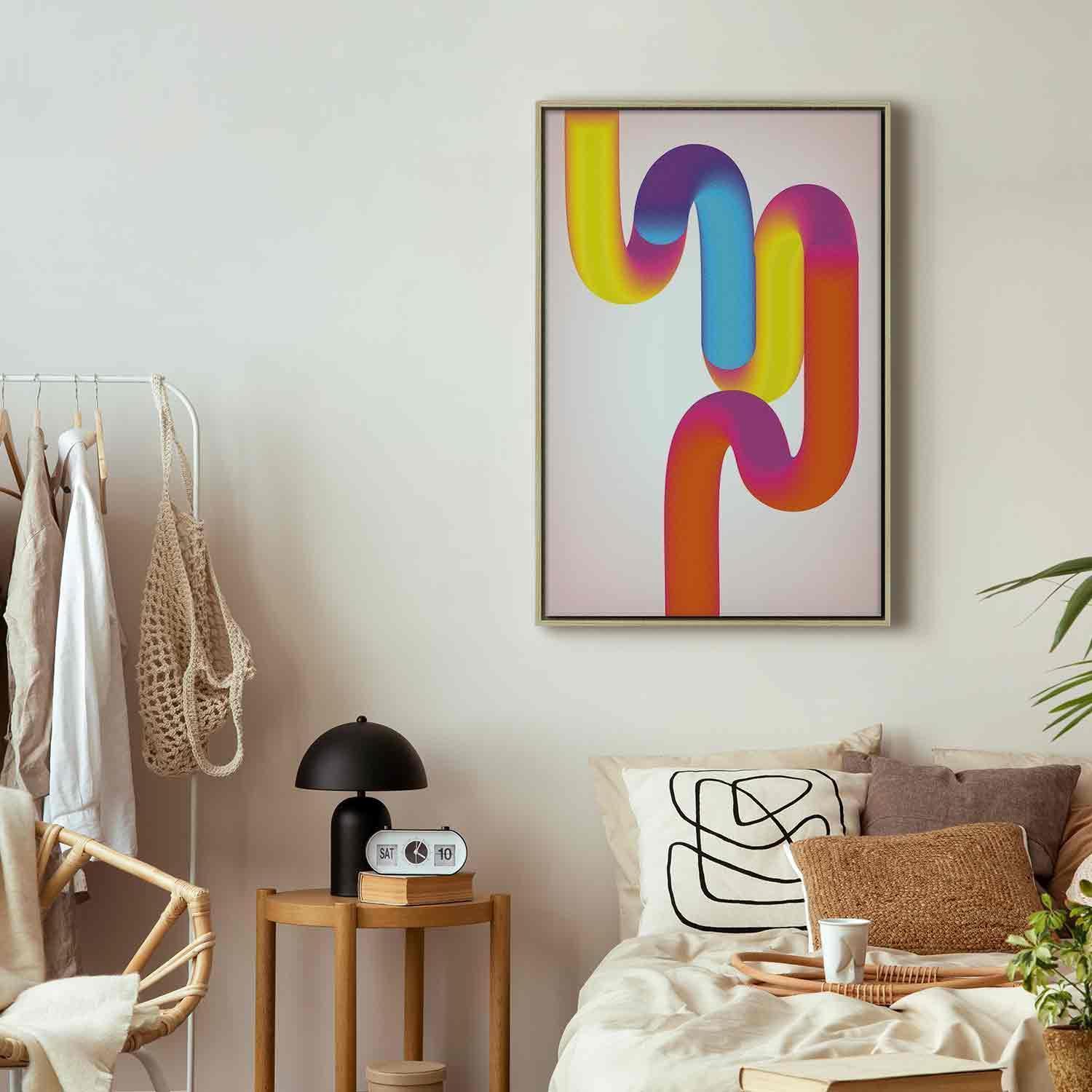 Tableau - Colorful Turns - Dynamic Composition in Shades of Yellow Pink and Blue