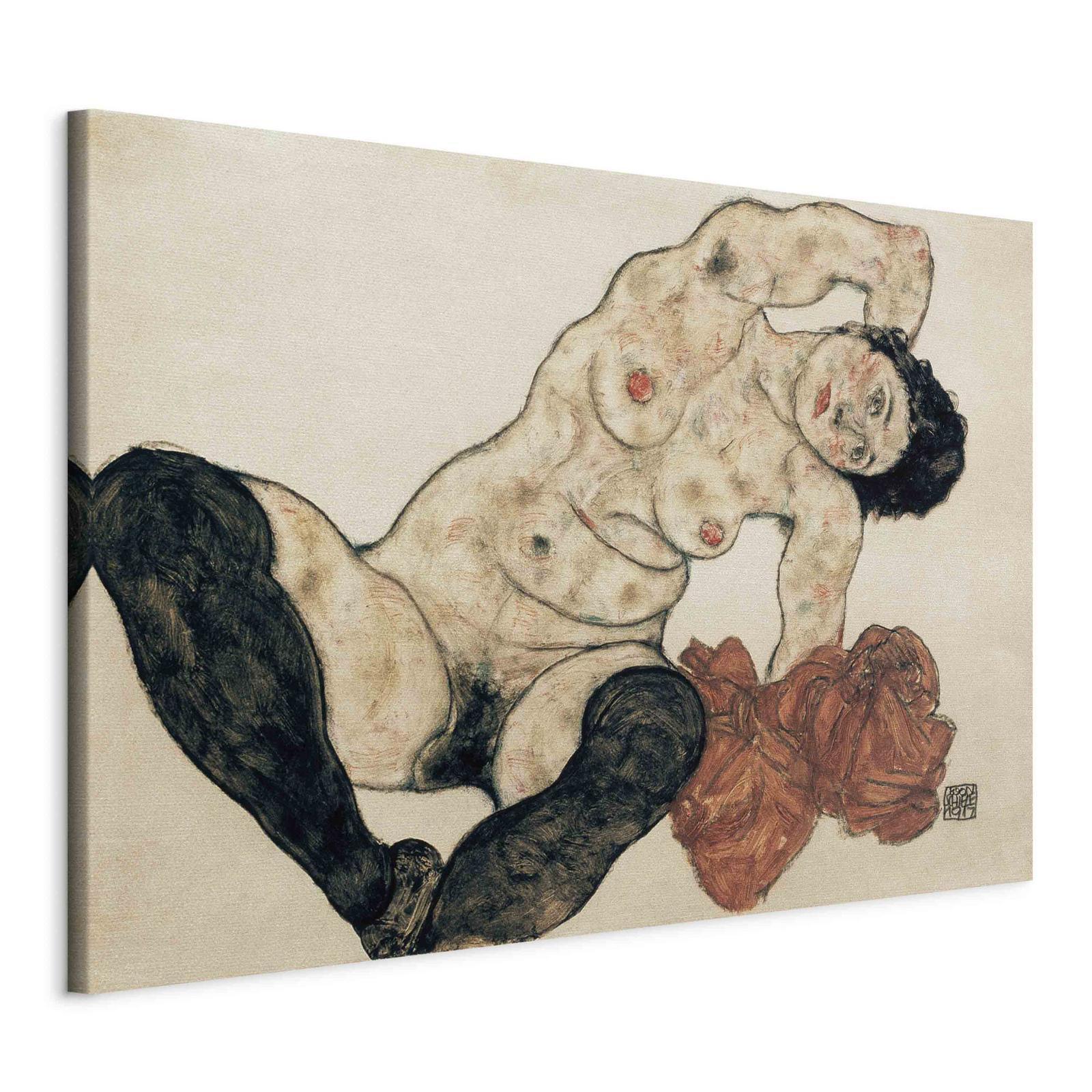 Tableau - Liegender Akt mit gelbem Handtuch (Egon Schiele)