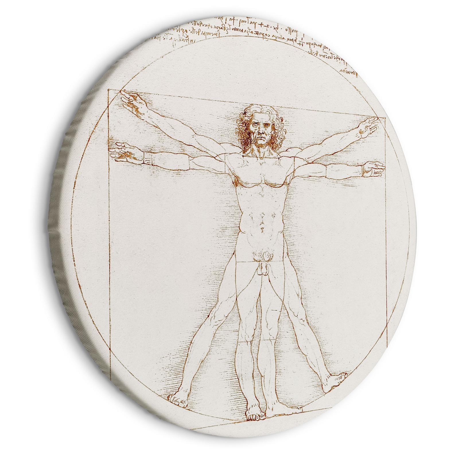 Tableau rond - Vitruvian Man by Leonardo Da Vinci - A Drawing of the Proportions of a Man’s Body