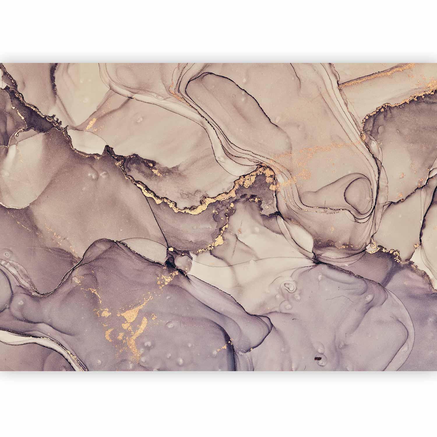 Papier peint - Watercolour Abstraction - Powder Pink Marble With Gold Accents