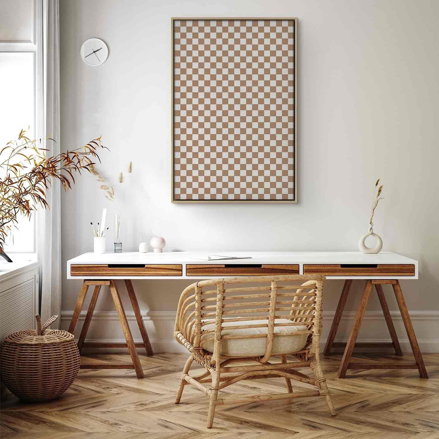 Tableau - Checkerboard Pattern - Brown-White Grid with a Subtle Noise