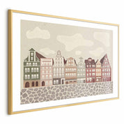 Poster - Colorful Facades - Historic Wrocław Tenement Houses Against the Sky and Cobblestone Street