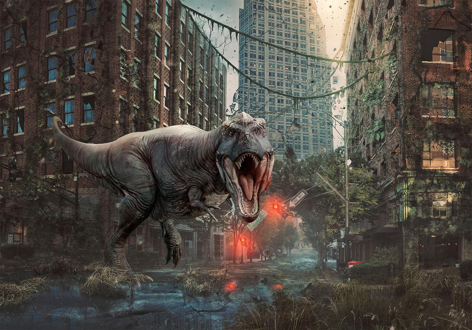 Papier peint - Dinosaur in the City
