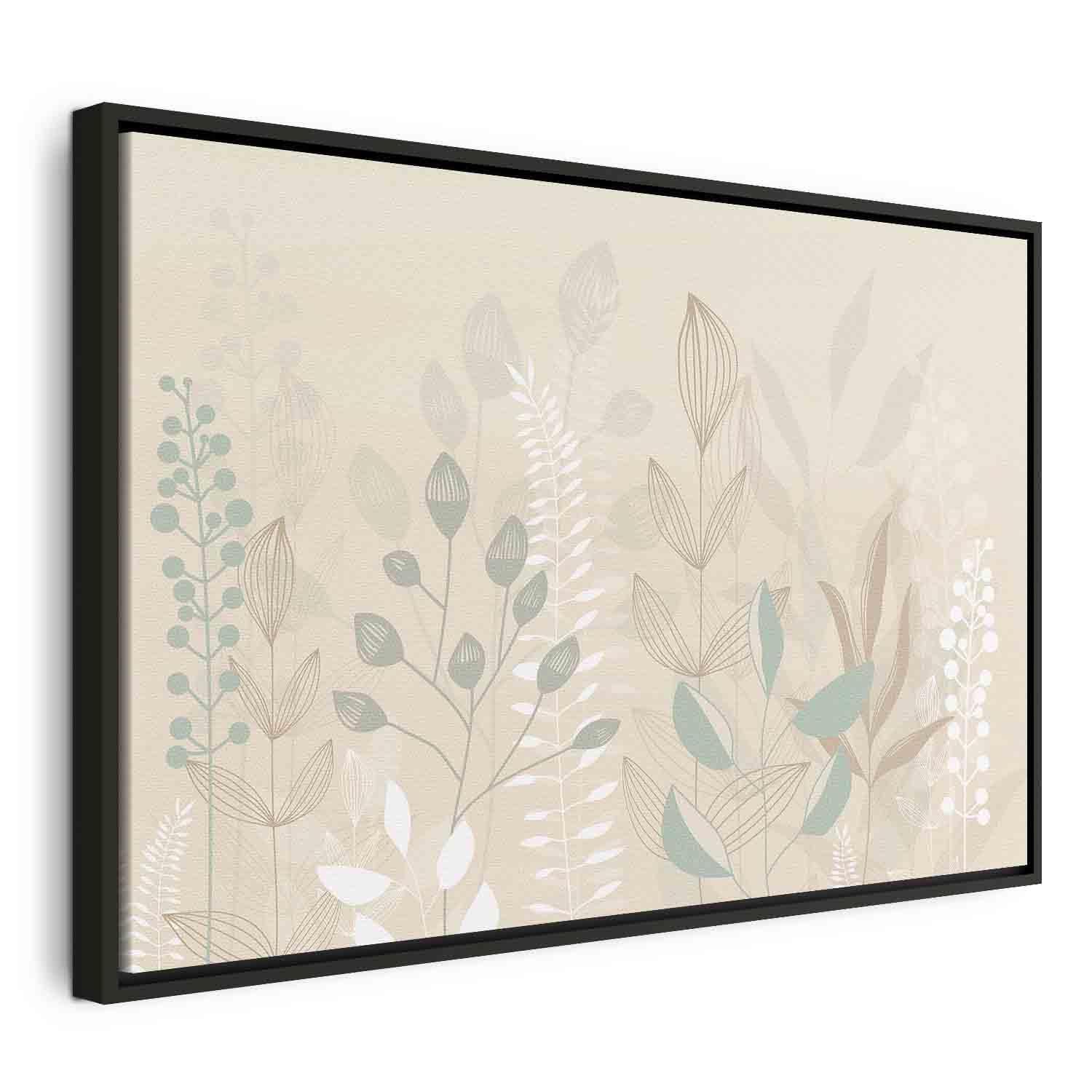 Tableau - Morning in the Meadow - Various Pastel Plants on a Beige Background