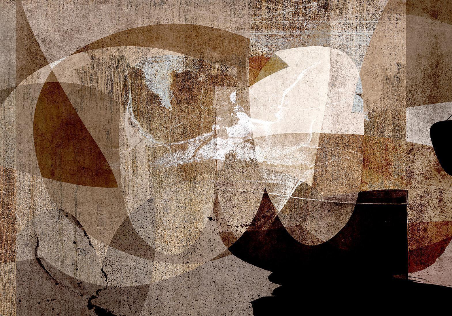 Papier peint - Geometric abstraction with shapes - composition in brown colours