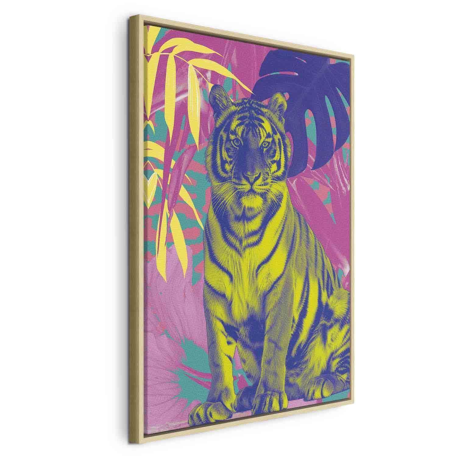 Tableau - Colorful Tiger - Intense Colors of a Tiger Surrounded by Tropical Plants