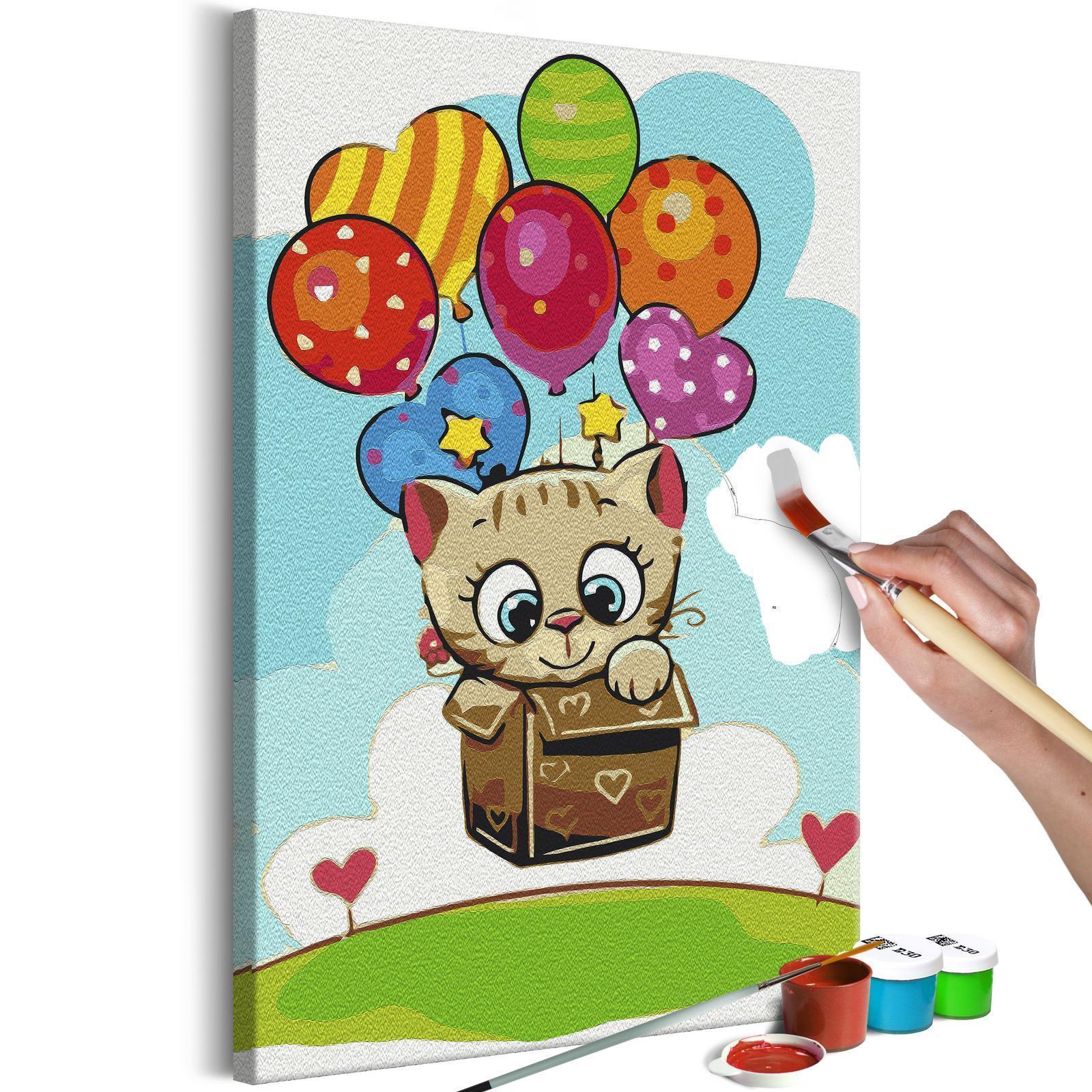 Peinture par numéros - Kitten With Balloons