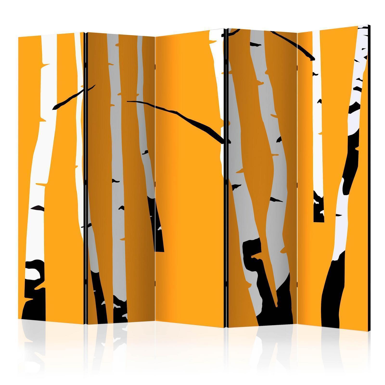 Paravent - Birches on the orange background II