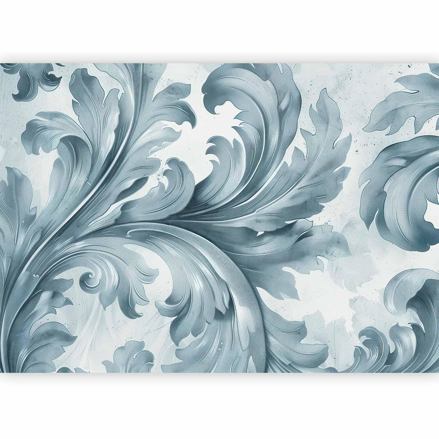 Papier peint - Stone Baroque Ornaments in Light Shades of Gray-Blue