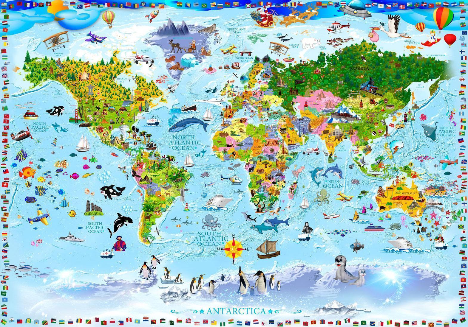 Papier peint - World Map for Kids