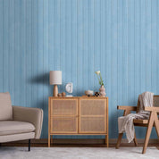 Tapisserie murale - Blue Panels - Wooden planks in a pastel blue shade