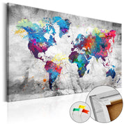 Tableau en liège - World Map: Grey Style