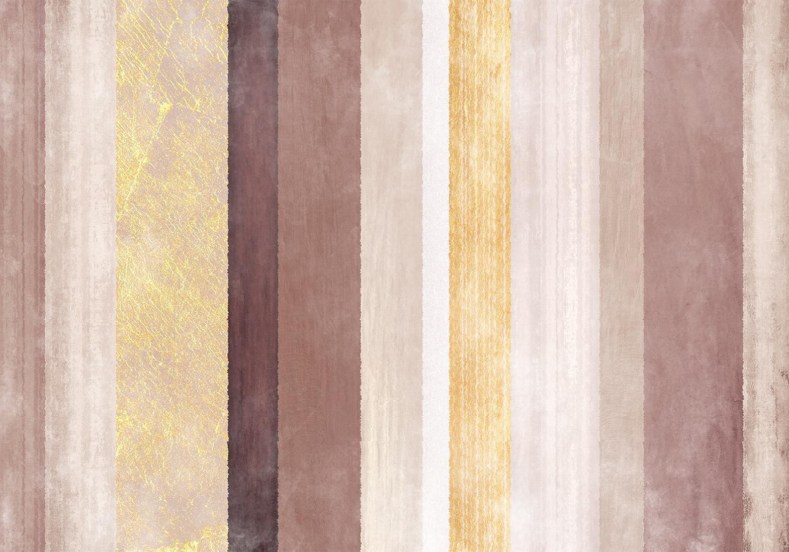 Papier peint - Striped pattern - abstract background in stripes of different colours with gold pattern