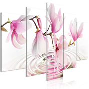 Tableau - Magnolias over Water (5 Parts) Wide Pink