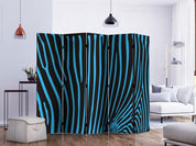 Paravent - Zebra pattern (turquoise) II