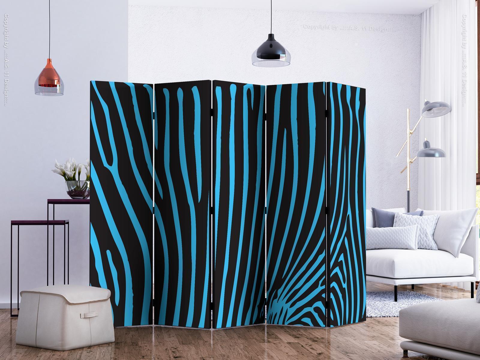 Paravent - Zebra pattern (turquoise) II