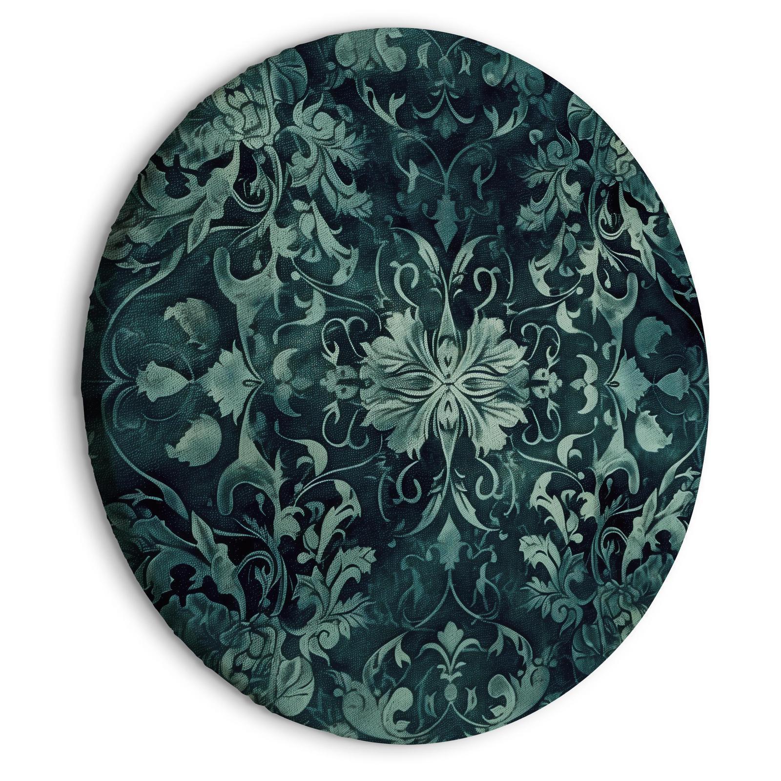 Tableau rond - Oriental Pattern Carpet: Emerald Ornaments and Worn Patterns