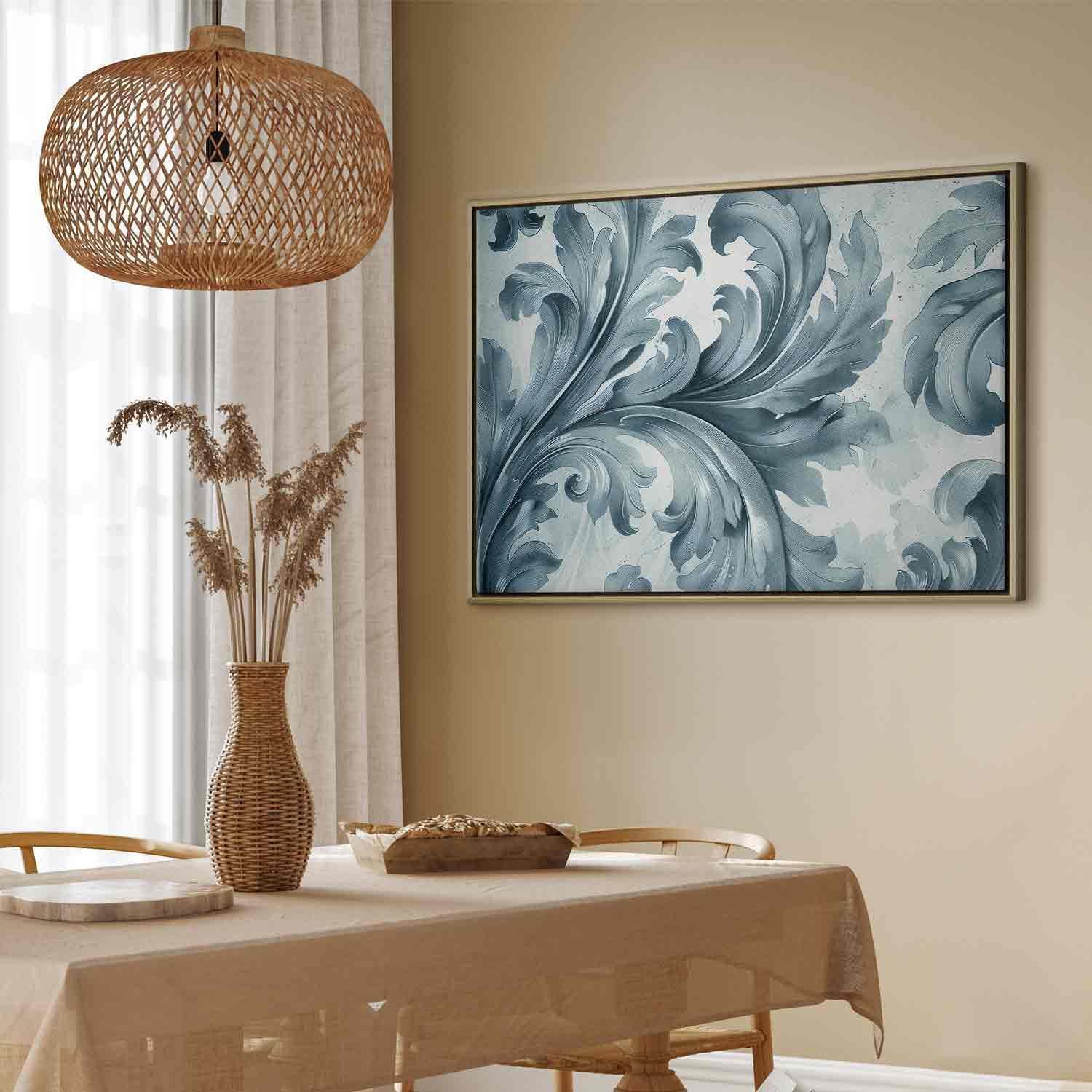 Tableau - Stone Baroque Ornaments in Light Shades of Gray-Blue