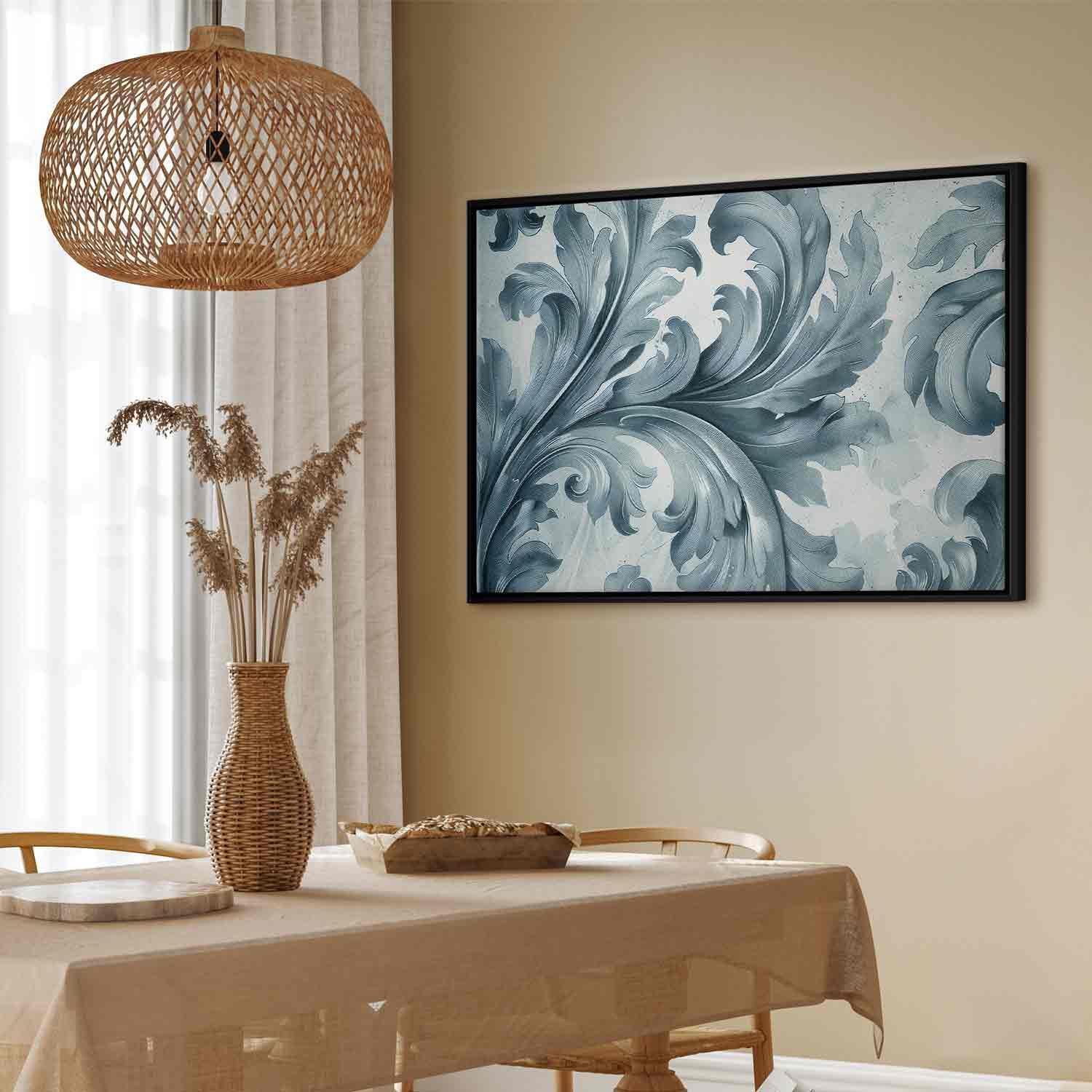 Tableau - Stone Baroque Ornaments in Light Shades of Gray-Blue