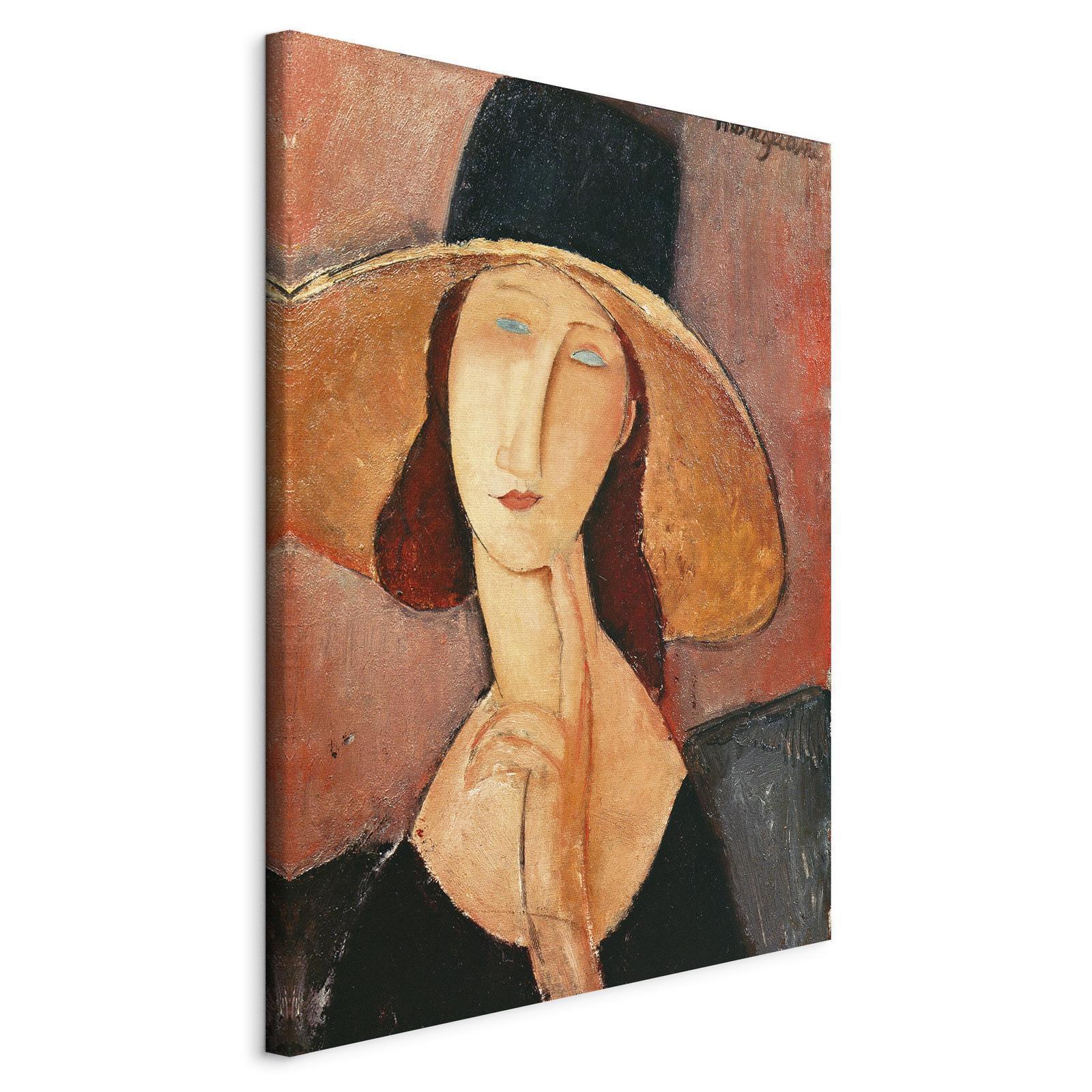 Tableau - Portrait of Jeanne Hebuterne in a Large Hat