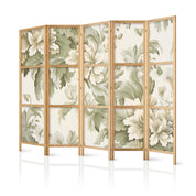 Paravent japonais - Retro Vintage Flowers in Delicate Cream and Green Colors