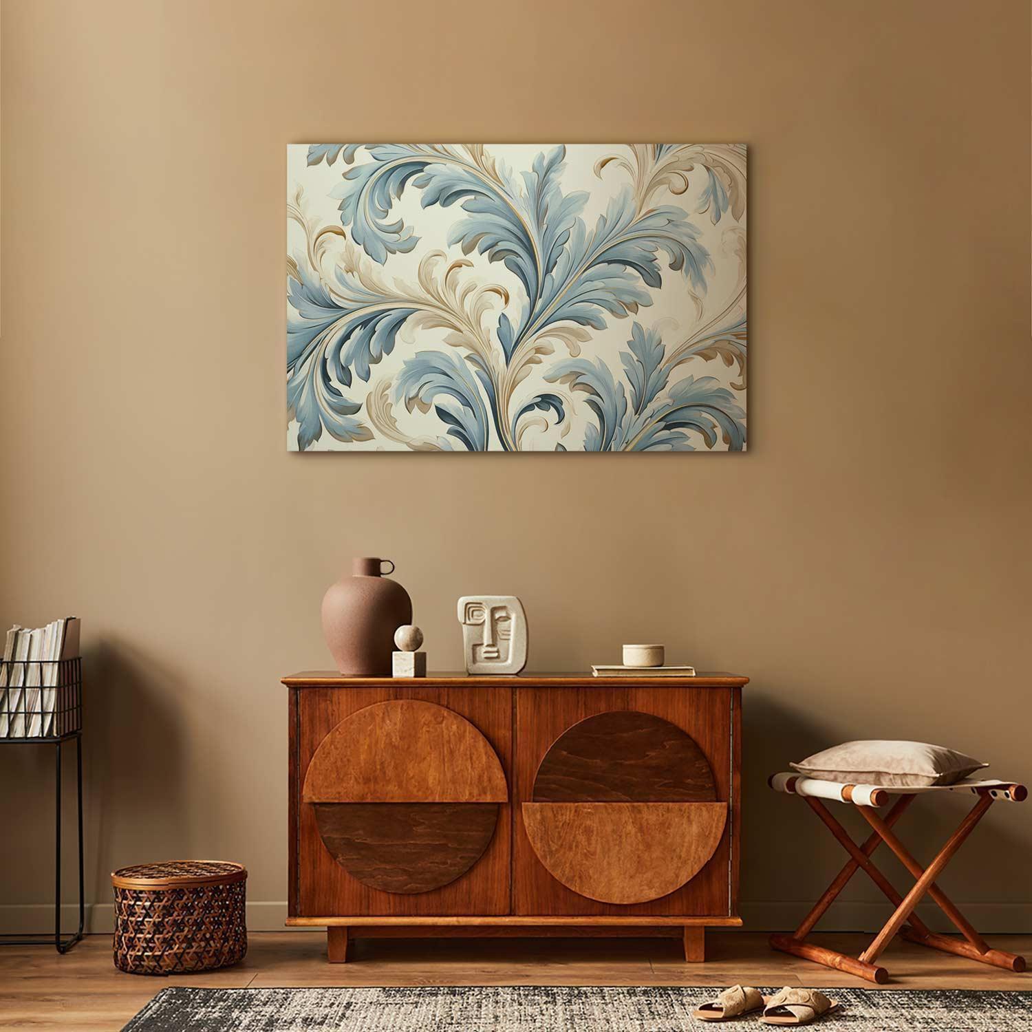 Tableau - Baroque Ornaments in Light Cream-Blue Hues