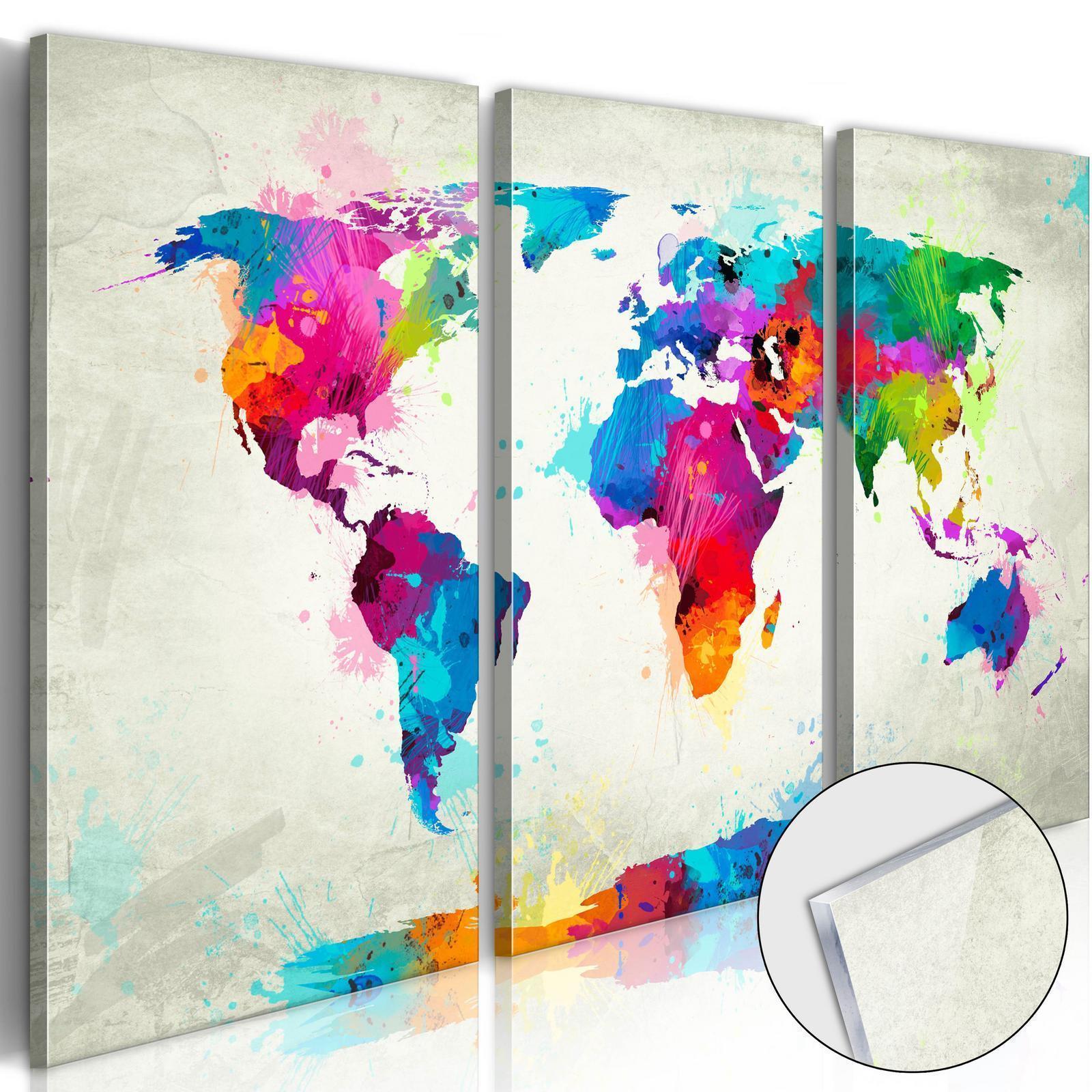 Tableau sur verre acrylique - World Map: An Explosion of Colours