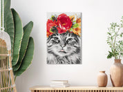 Peinture par numéros - Cat With Flowers