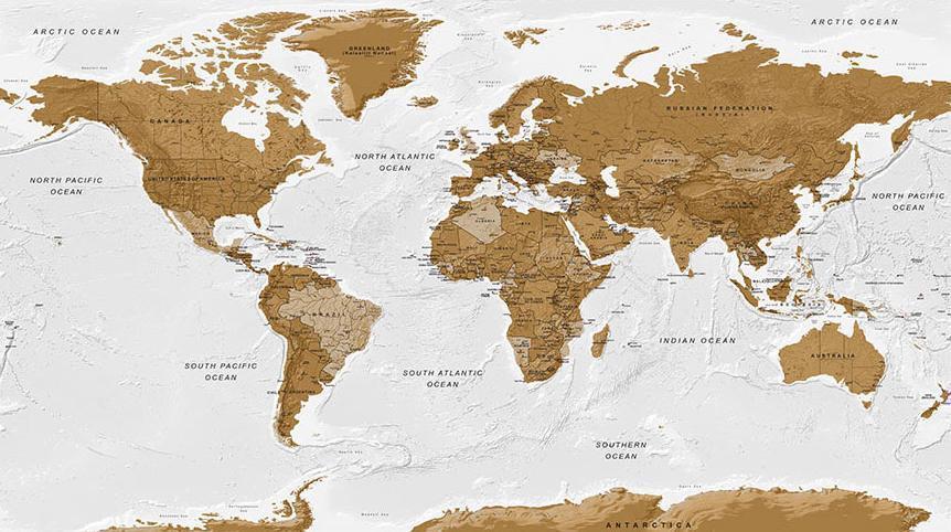 Papier peint - World Map: White Oceans II