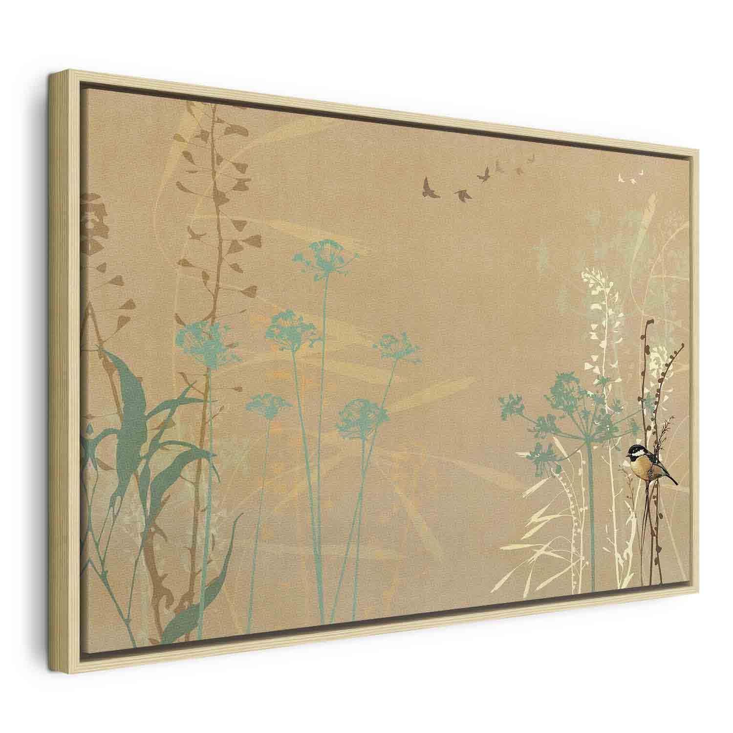 Tableau - Tiny Bird - Colorful Grasses in Golden Shades of Sunset