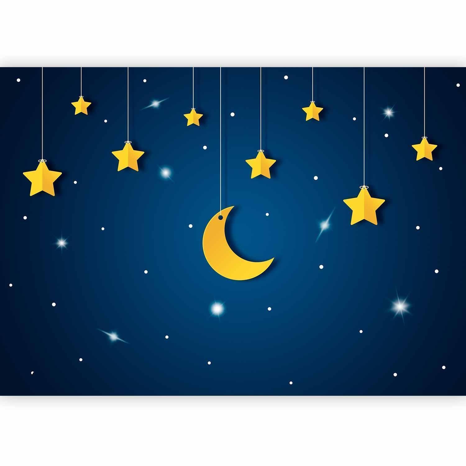 Papier peint - Skyline - night sky landscape with stars and moon for children