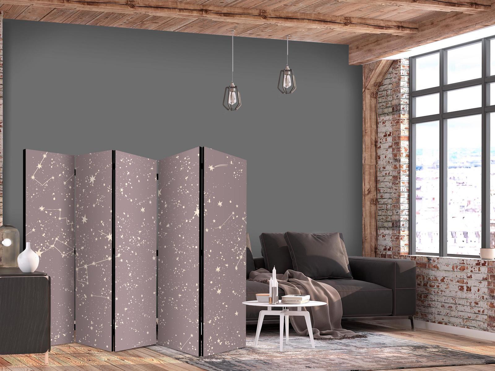 Paravent - Night Sky - Artistic Constellations and Stars in Pastel Shades