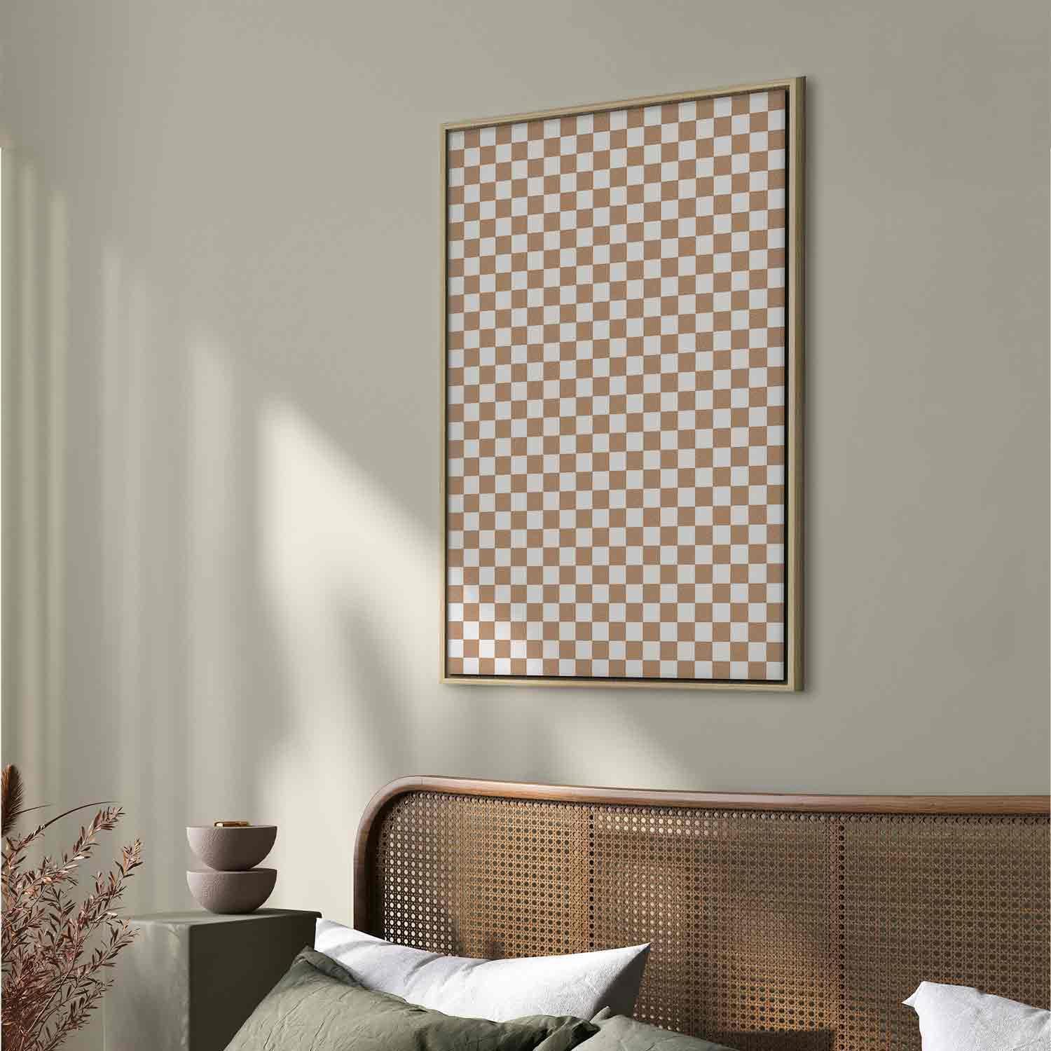 Tableau - Checkerboard Pattern - Brown-White Grid with a Subtle Noise