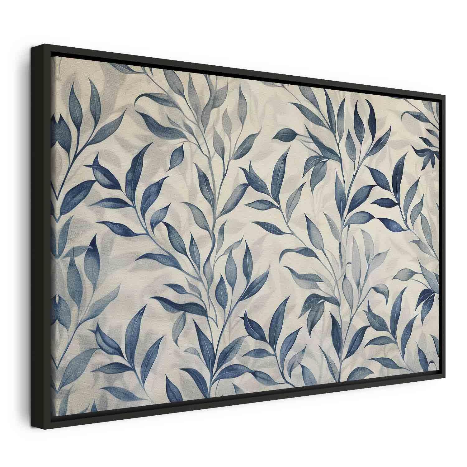 Tableau - Leaves in Blue Color Delicate Botanical Motif