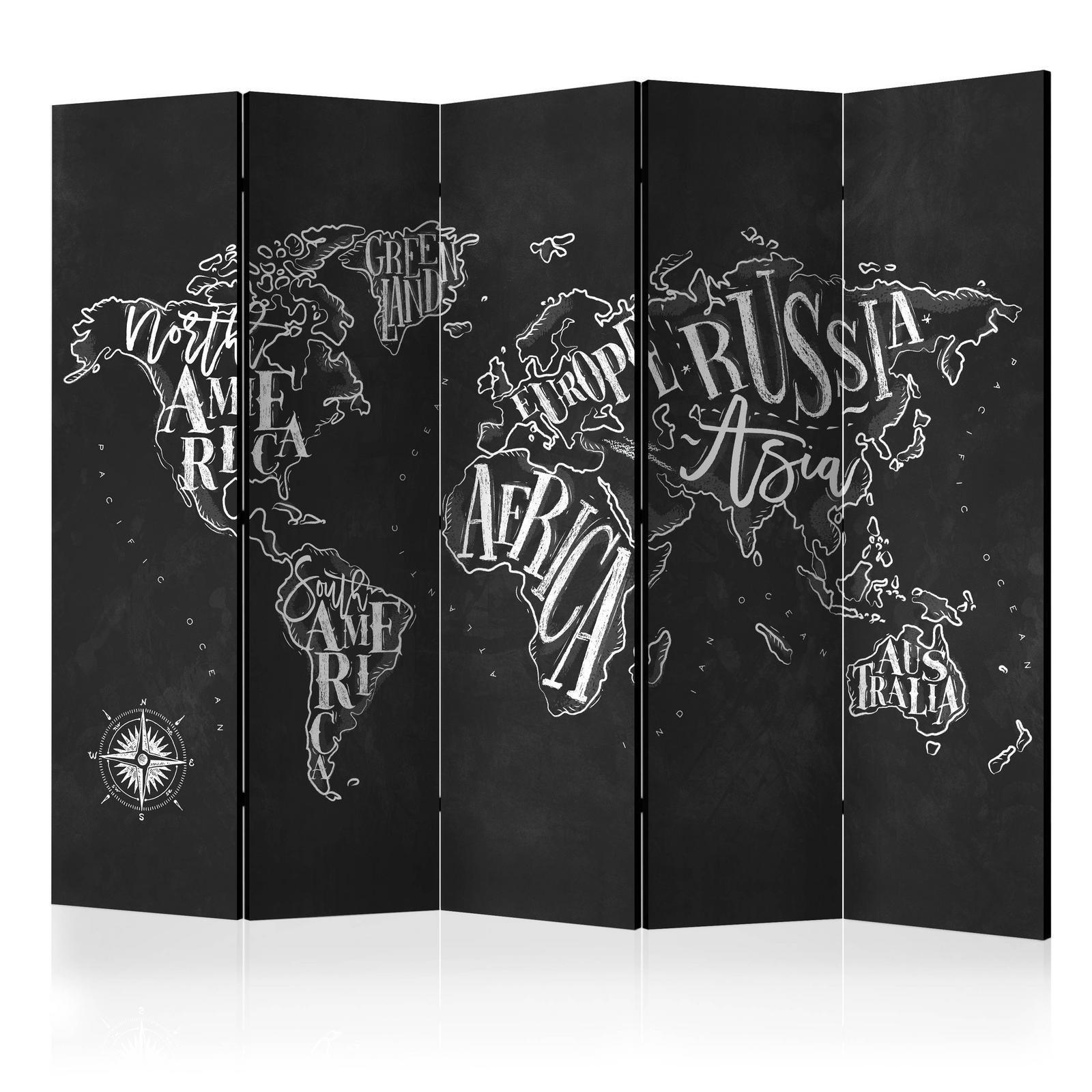 Paravent - Retro Continents (Black) II