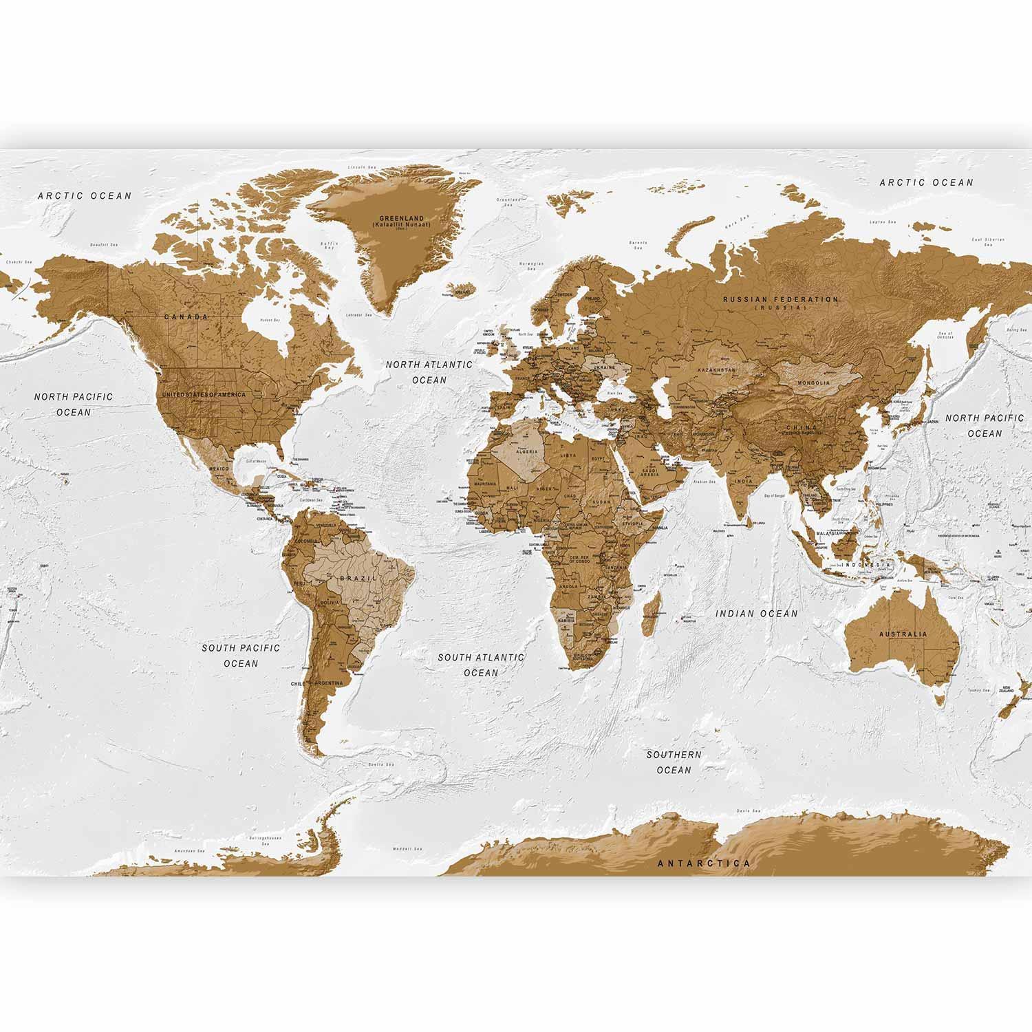 Papier peint - World Map: White Oceans